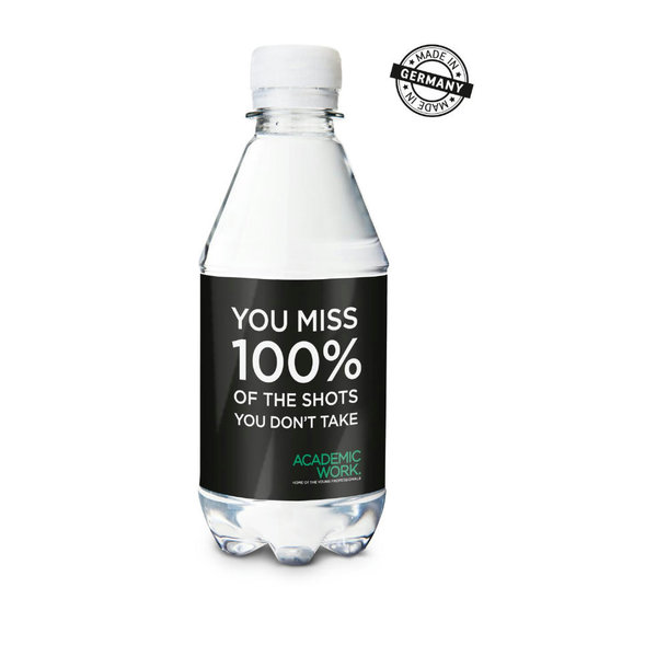 330 ml PromoWater - Mineralwasser, still, Hergestellt in Deutschland - Folien-Etikett