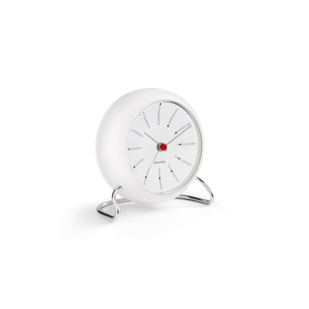 Arne Jacobsen Bankers Tischuhr mit Alarmfunktion weiß Ø11cm