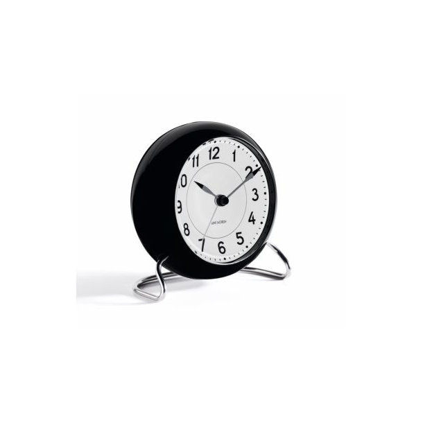Arne Jacobsen Station Tischuhr mit Alarmfunktion schwarz Ø11cm