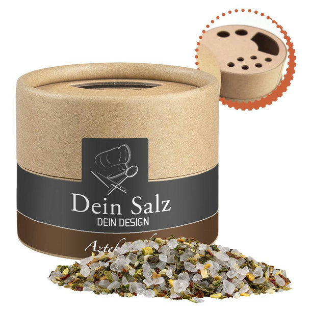 Aztekensalz, ca. 45g, Biologisch abbaubarer Eco Pappstreuer Mini