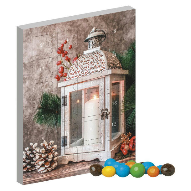 Bunte Schoko Erdnüsse, ca. 55g, Adventskalender Mini Hochformat