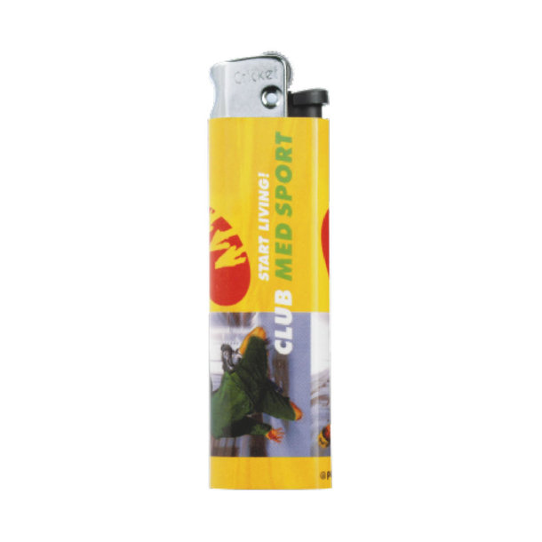 Cricket-Feuerzeug Original mit silberfarbener Kappe und 4-c-Etikett all over