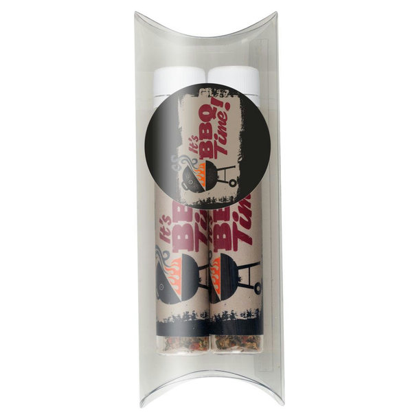 Duo-Kissenverpackung rePET für Tower - Tampondruck. Mehrfachnutzung möglich, z.B. als Etui für Stifte.