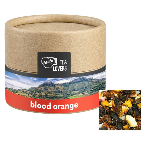 Früchtetee Blutorange, ca. 15g, Biologisch abbaubare Eco Pappdose Mini
