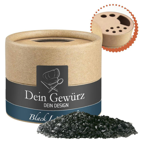 Gewürzmischung Black Lava Salz, ca. 75g, Biologisch abbaubarer Eco Pappstreuer Mini