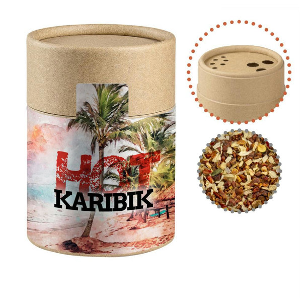 Gewürzmischung HOT Karibik Mix, ca. 50g, Biologisch abbaubarer Eco Pappstreuer Midi