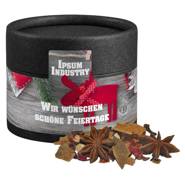 Glühweingewürz grob, ca. 20g, Biologisch abbaubare Eco Pappdose Mini schwarz