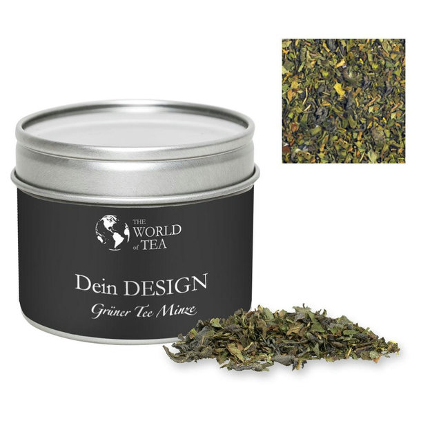 Grüner Tee mit Minze, ca. 18g, Metalldose mit Sichtfenster