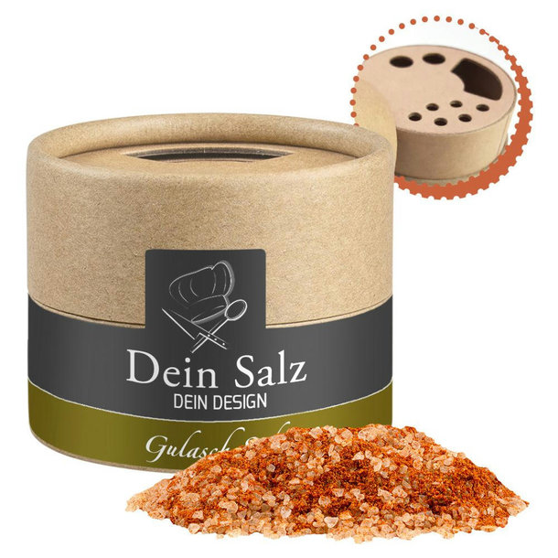 Gulasch Schaschlik Salz, ca. 55g, Biologisch abbaubarer Eco Pappstreuer Mini