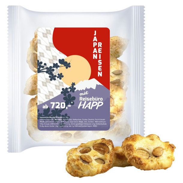 Japanische Mandel Kräcker, ca. 20g, Express Maxi-XL-Tüte mit Etikett
