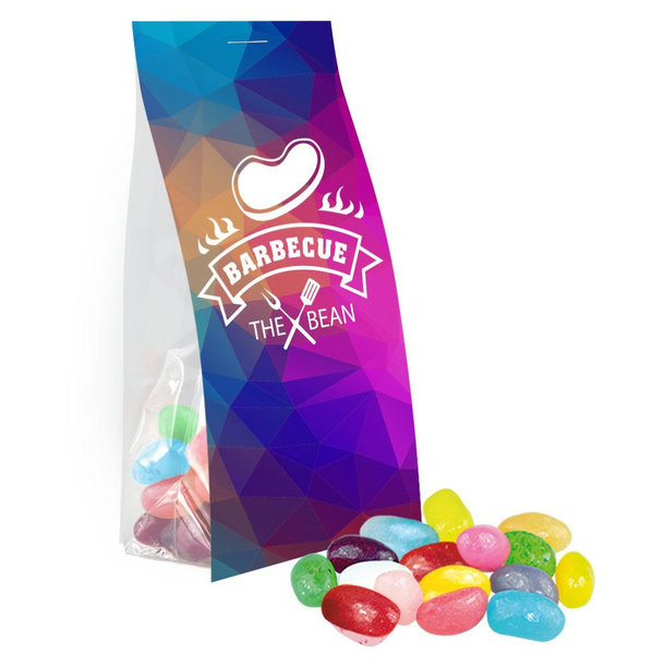 Jelly Beans sauer-Mix, ca. 40g, Express Blockbodenbeutel mit Werbereiter
