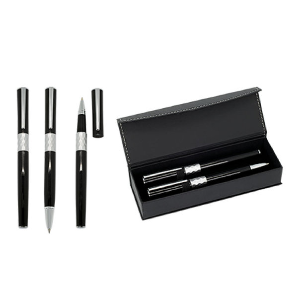 KODIAK Schreibset Metall mit 1 Drehkugelschreiber und 1 Rollerball Peekay 