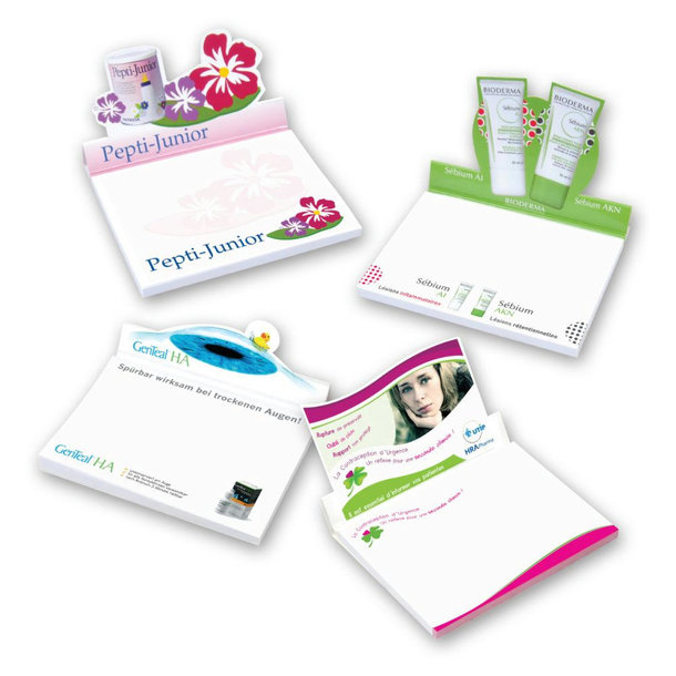 Kartoncover in individueller Ausstanzung mit Haftnotizen