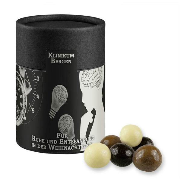 Knusperkugeln-Mix, ca. 50g, Biologisch abbaubare Eco Pappdose Midi schwarz