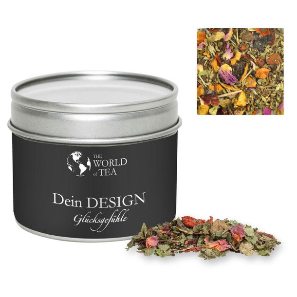 Kräutertee Glücksgefühle, ca. 15g, Metalldose mit Sichtfenster