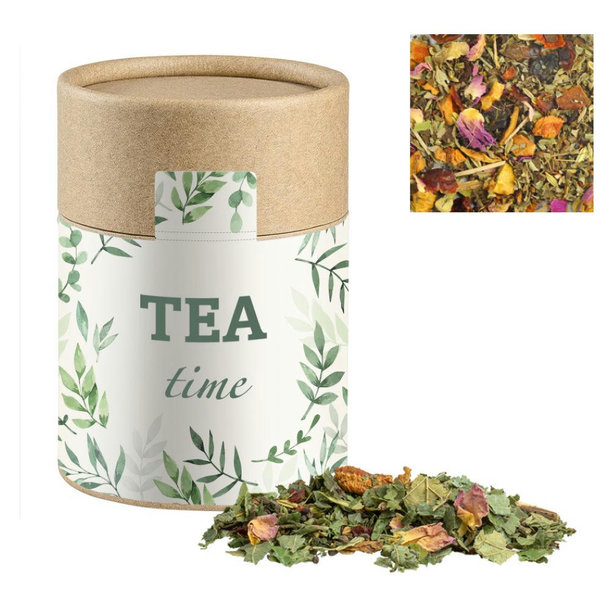 Kräutertee Glücksgefühle, ca. 35g, Biologisch abbaubare Eco Pappdose Midi