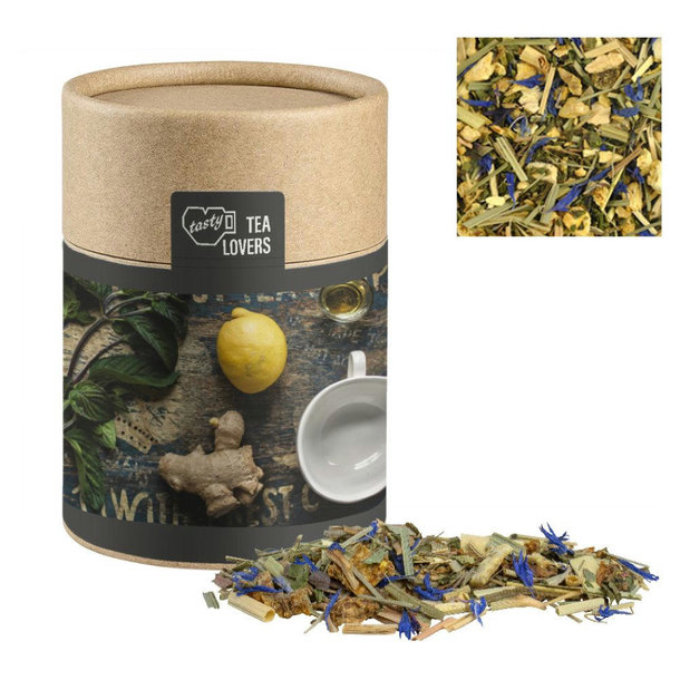 Kräutertee Lemon Ingwer, ca. 35g, Biologisch abbaubare Eco Pappdose Midi