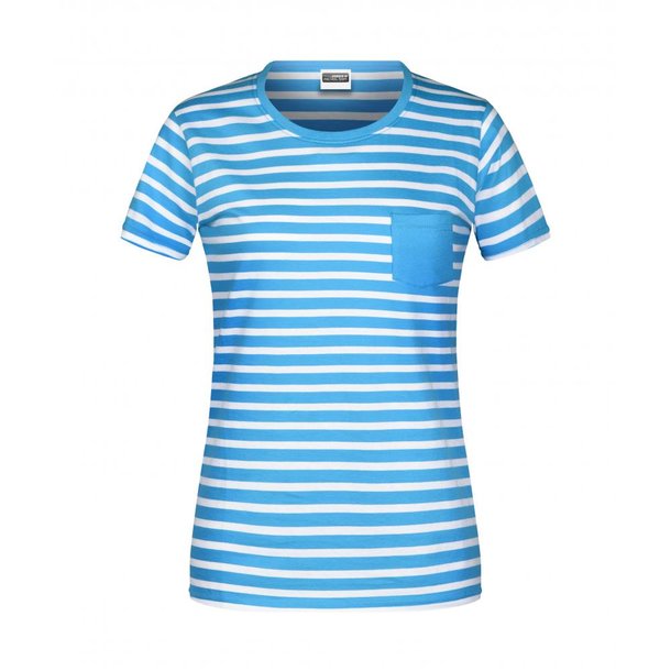 Ladies\' T-Shirt Striped-T-Shirt in maritimem Look mit Brusttasche