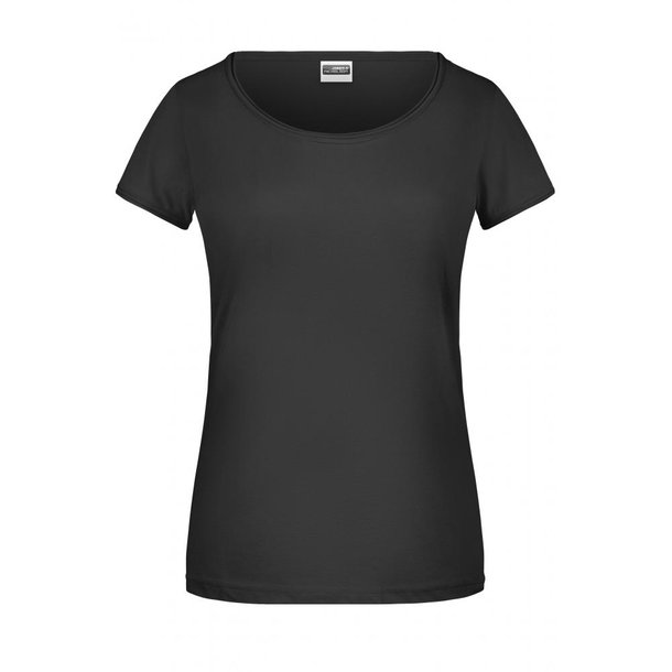 Ladies\'-T-T-Shirt mit trendigem Rollsaum