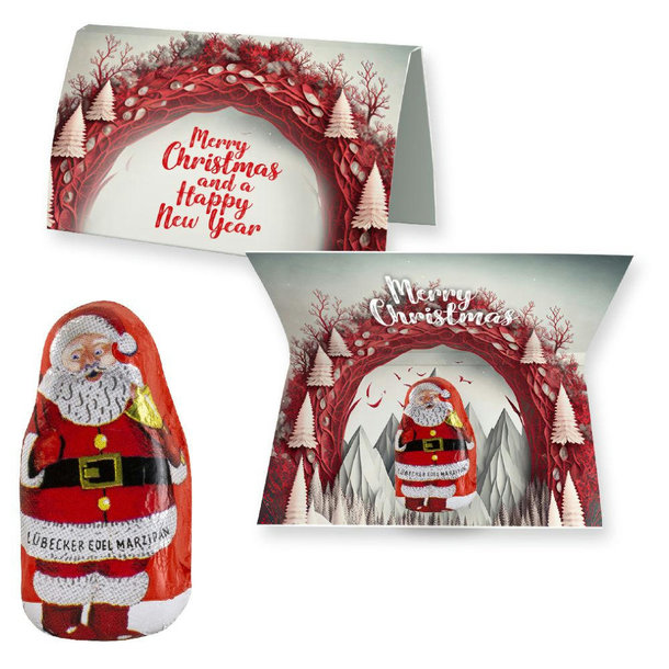 Lübecker Marzipan Weihnachtsmänner, ca. 12g, Werbekarte gefaltet