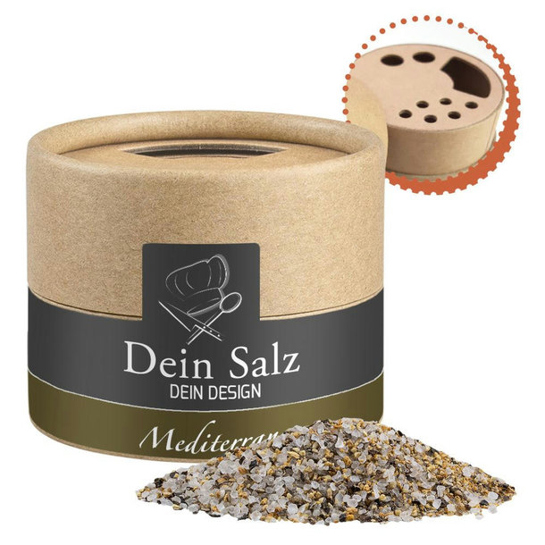 Mediterranes Salz, ca. 50g, Biologisch abbaubarer Eco Pappstreuer Mini