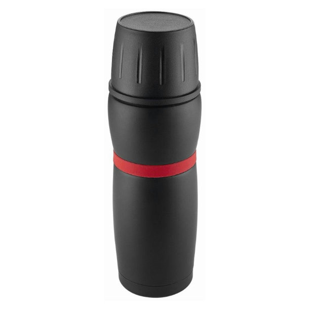 Metmaxx® Thermosflasche "CremaTravel"  schwarz/Ring rot
