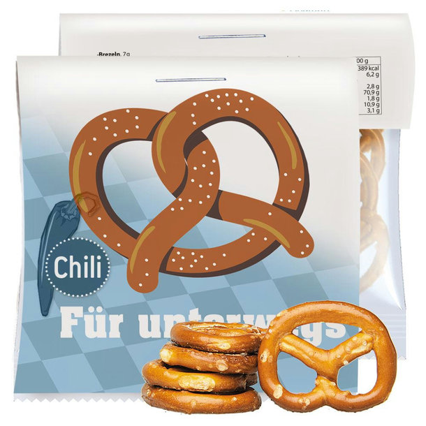 Mini Brezeln Chili, ca. 7g, Express Maxi-Tüte mit Werbereiter