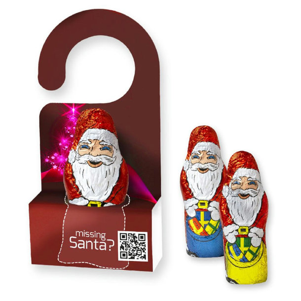 Mini+ Schoko-Weihnachtsmann, ca. 15g, Displaybox mit Hänger
