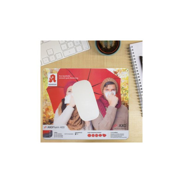 Mousepad AXOPharm 400, 24 x 19,5 cm rechteckig, 1,5 mm dick