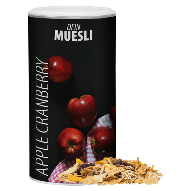 Müsli Apfel-Cranberry, ca. 160g, Pappdose Medium