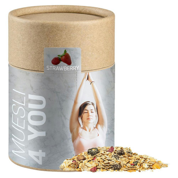 Müsli Erdbeerchen, ca. 60g, Biologisch abbaubare Eco Pappdose Midi