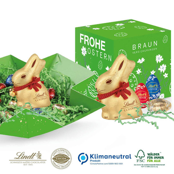 Osterpräsent „Cube“ mit Schokolade von Lindt