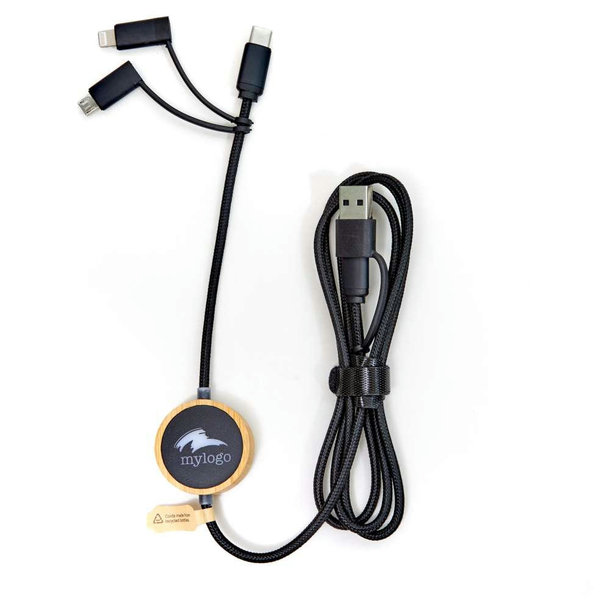 RPET 5 in 1 Ladekabel Bambus