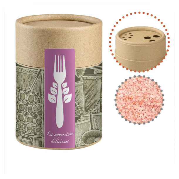 Rosa Kristallsalz, ca. 135g, Biologisch abbaubarer Eco Pappstreuer Midi