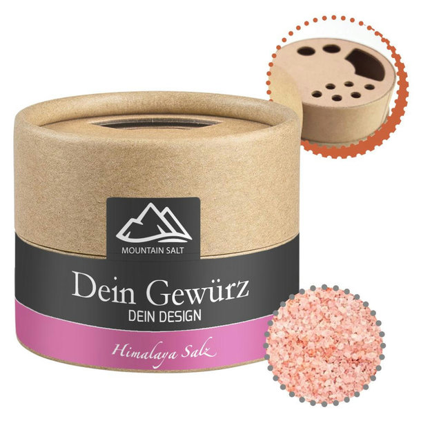 Rosa Kristallsalz, ca. 75g, Biologisch abbaubarer Eco Pappstreuer Mini