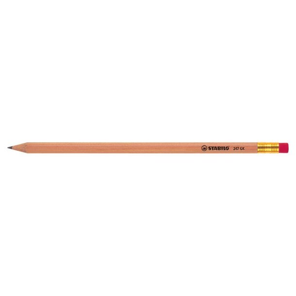 STABILO Grafitstift 6-kant natur mit Radiergummi