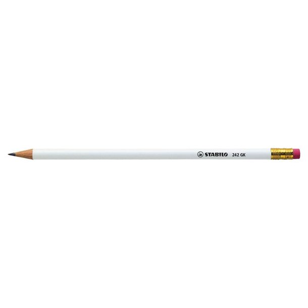 STABILO Grafitstift weiß mit Radiergummi
