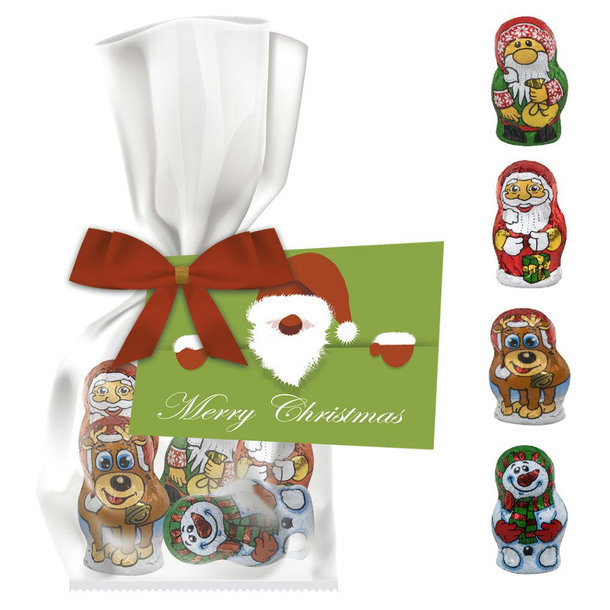 Schoko-Weihnachts Mix, ca. 35g, Express Flachbeutel mit Werbekarte