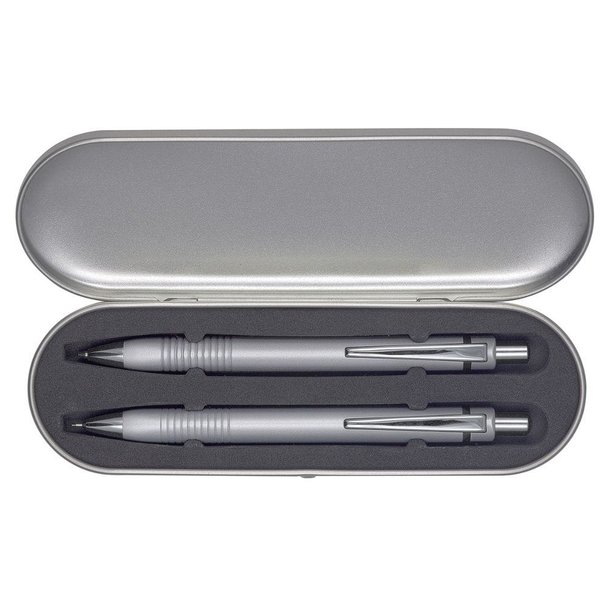 Schreib-Set  TRIANGLE  SILBER, incl. 2-er Metall-Etui