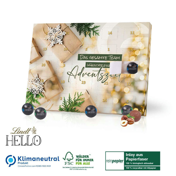 Tisch-Adventskalender Lindt „HELLO“, Inlay aus Papierfaser