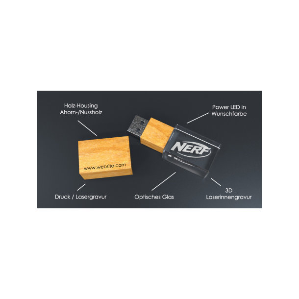 USB CRYSTAL 3D wood, (64GB) 3.0