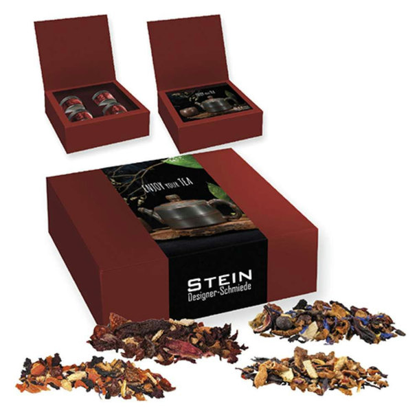 Verschiedene Weihnachts Teesorten, , ca. 120g, Geschenk-Set Premium mit 4 Sichtfensterdosen