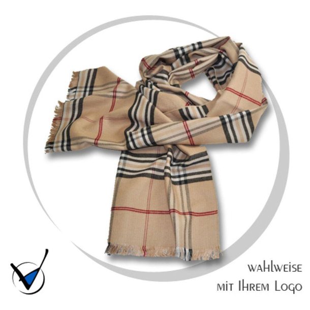 Viskoseschal Karo, Farbe 3 camel-schwarz-rot