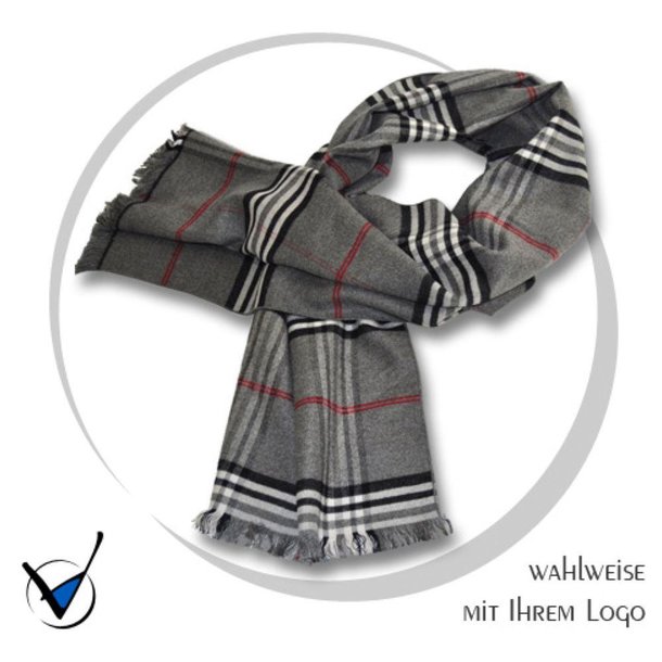 Viskoseschal Karo, Farbe 4 grau-schwarz-rot-weiß