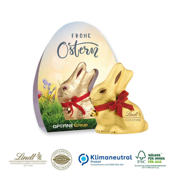 Werbe-Aufsteller „Lindt Goldhase“ mit Glöckchen, 50 g