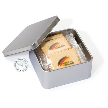 12x4C bedruckte Vanille-Butterkekse in Metallbox
