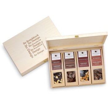 4 Premium Snacks in der Birkenholzbox