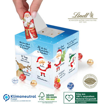 Adventskalender „Cube“ Organic mit Lindt Weihnachtsmann