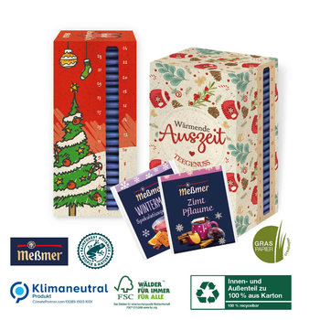 Adventskalender „Tee-Turm“ auf Graspapier