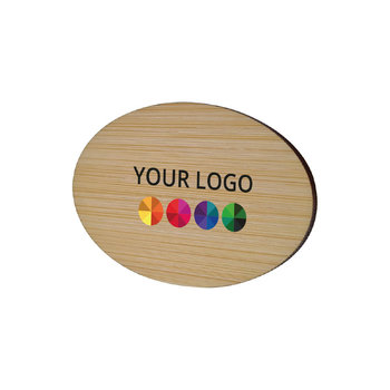 Badge Bamboo Oval 50 x 74 mm, Magnet, Print in full color